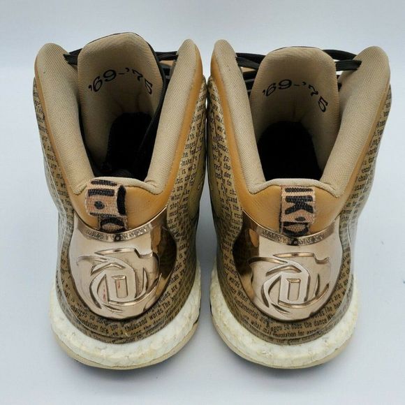 Adidas Boost Derrick Rose 5 Black History Month Shoes Mid Top Brown Gold RARE 11 - Picture 4 of 9